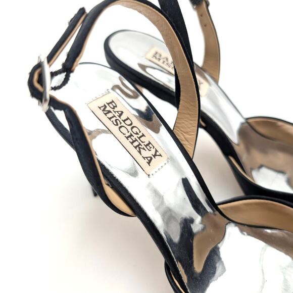Badgley Mischka Carlise Satin Rosette Slingback Pumps Women's Black Size US6 - Picture 11 of 13
